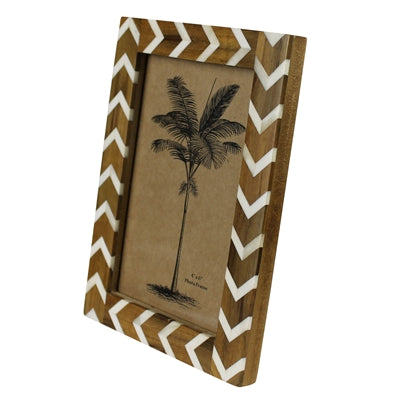 Frame, Teak & Bone Chevron Pattern - 4x6