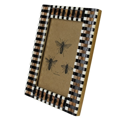Frame, Black & White Resin, Teak - 4x6