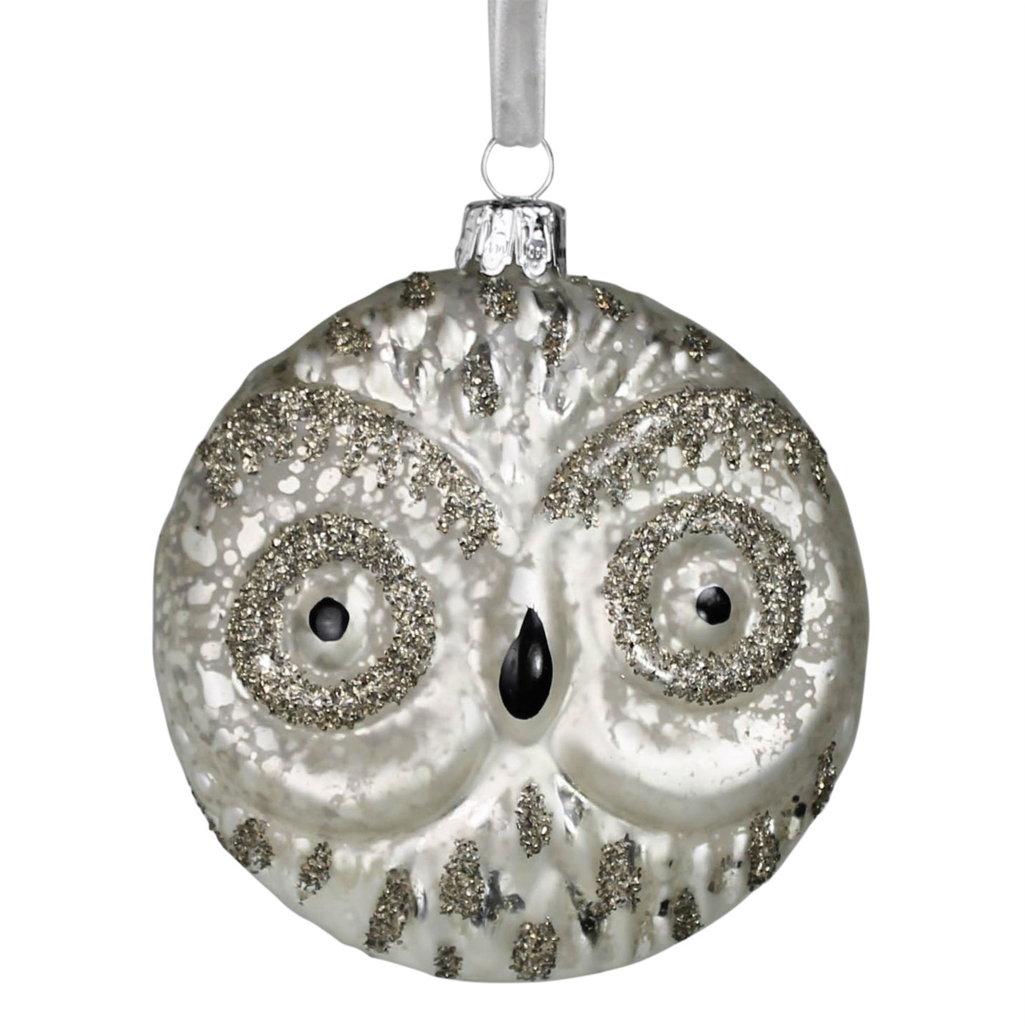 Owl Face Ornament, Glass