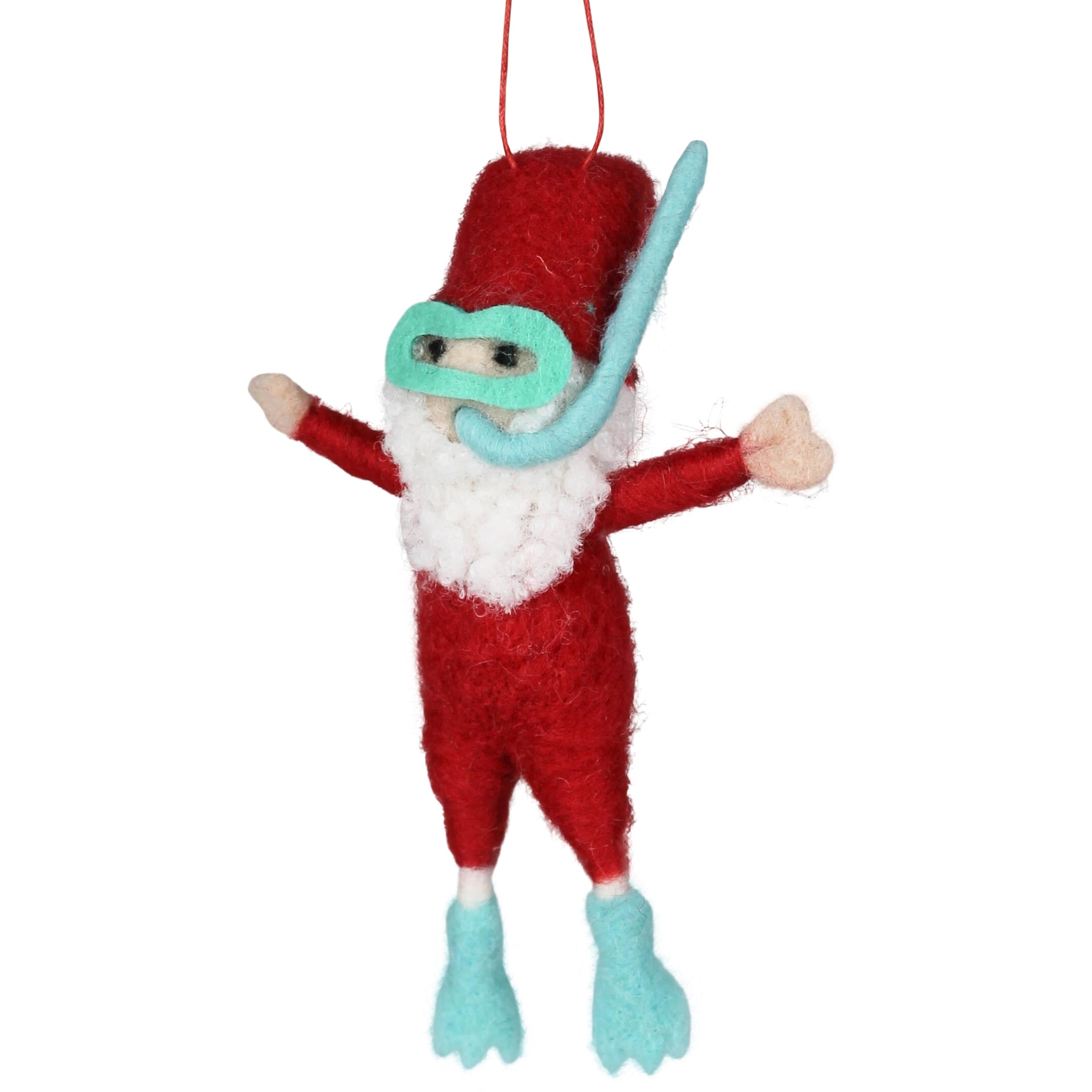 Snorkeling Santa Ornament, Felt