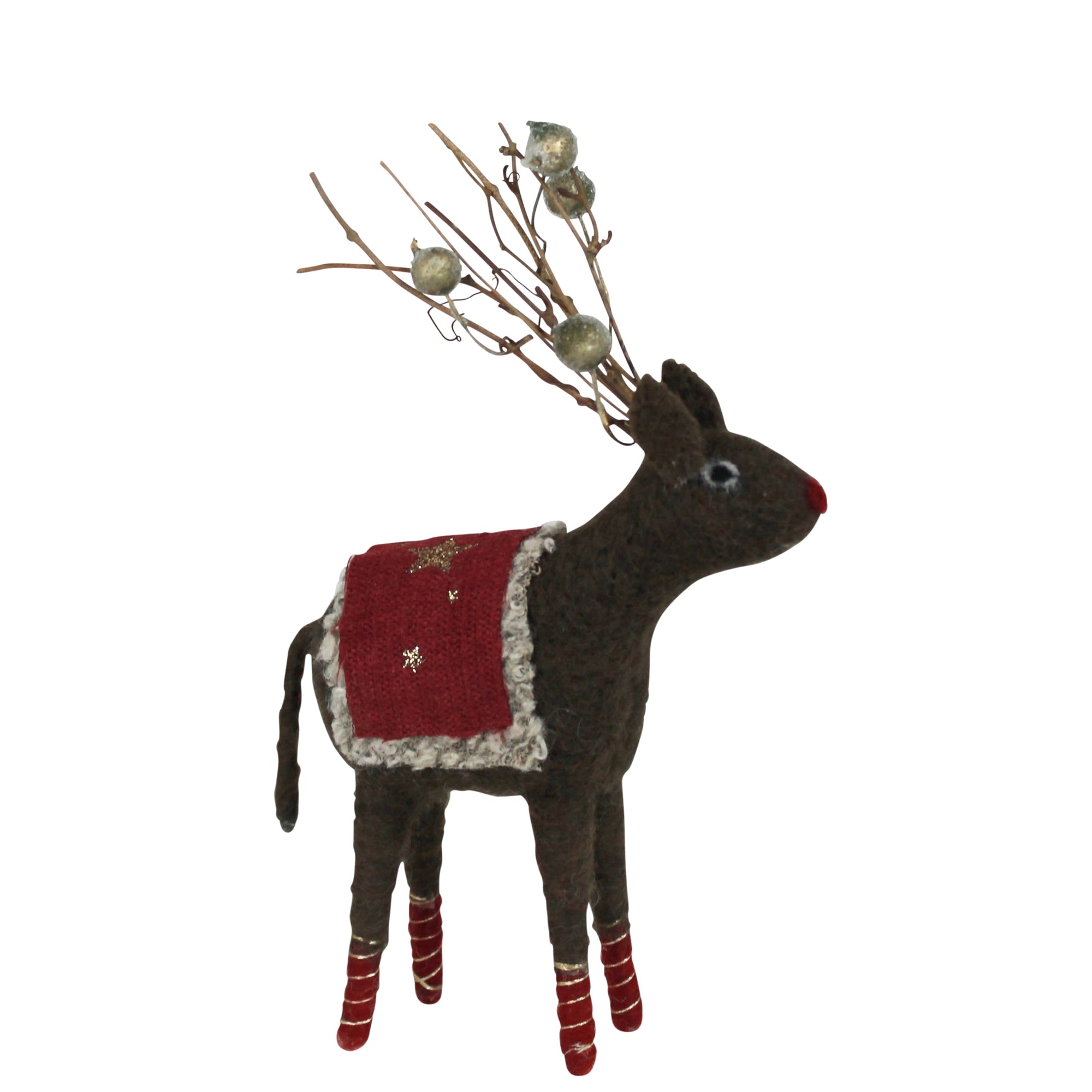 Festive Reindeer with Red Blanket, Felt