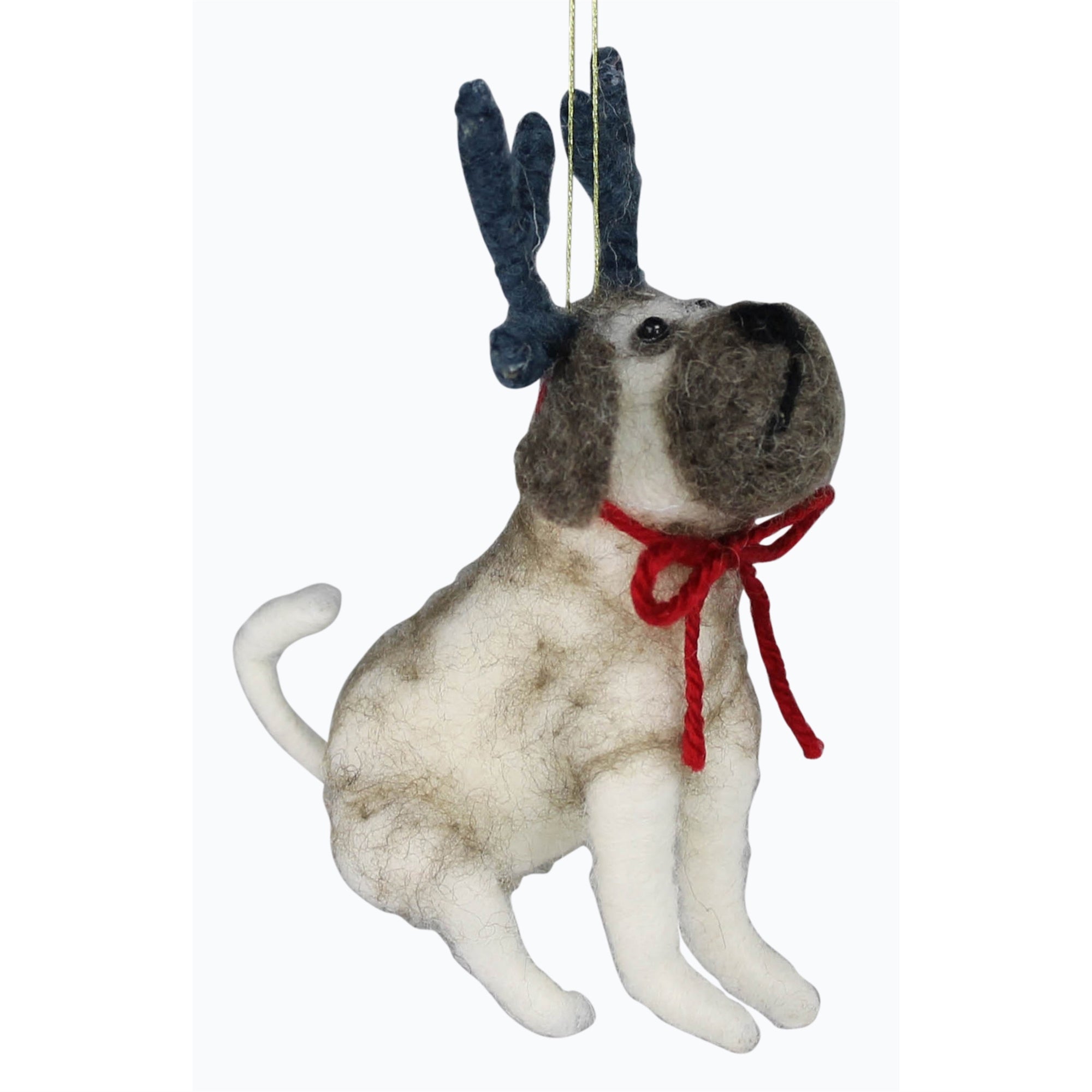 Bulldog with Antlers Ornament, Felt