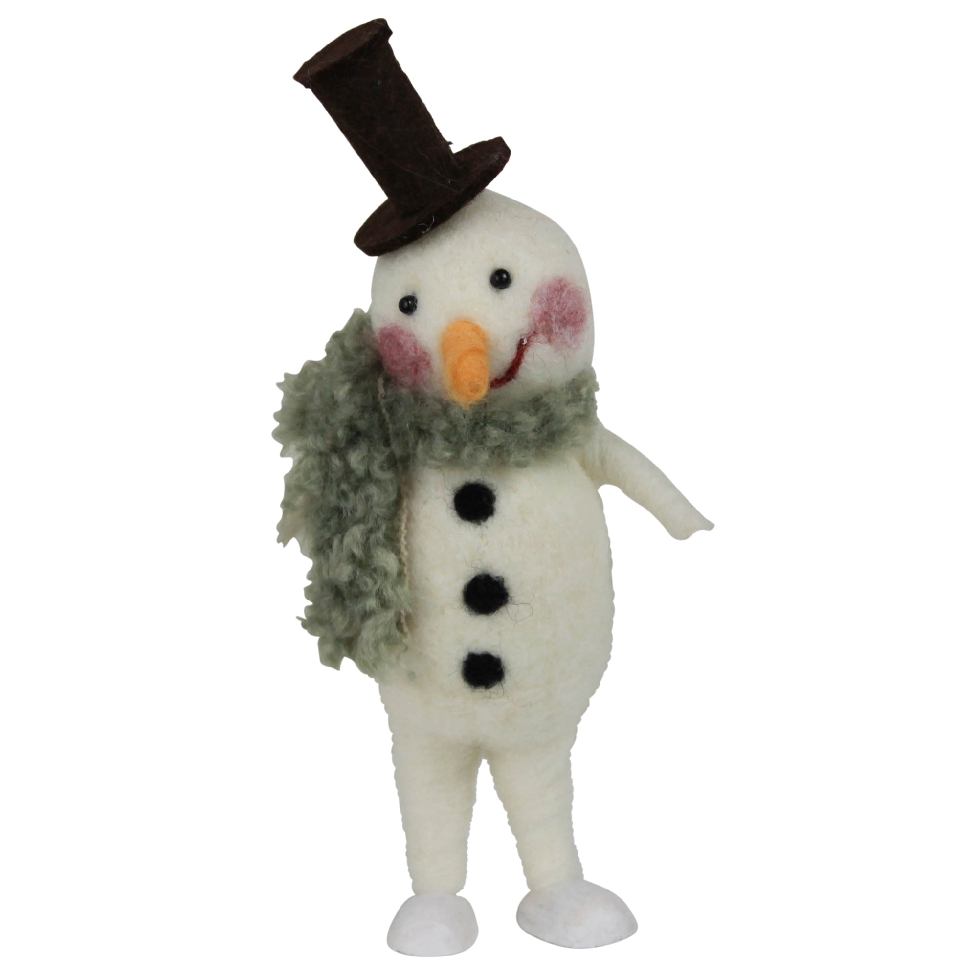 Festive Snowman with Green Scarf, Felt