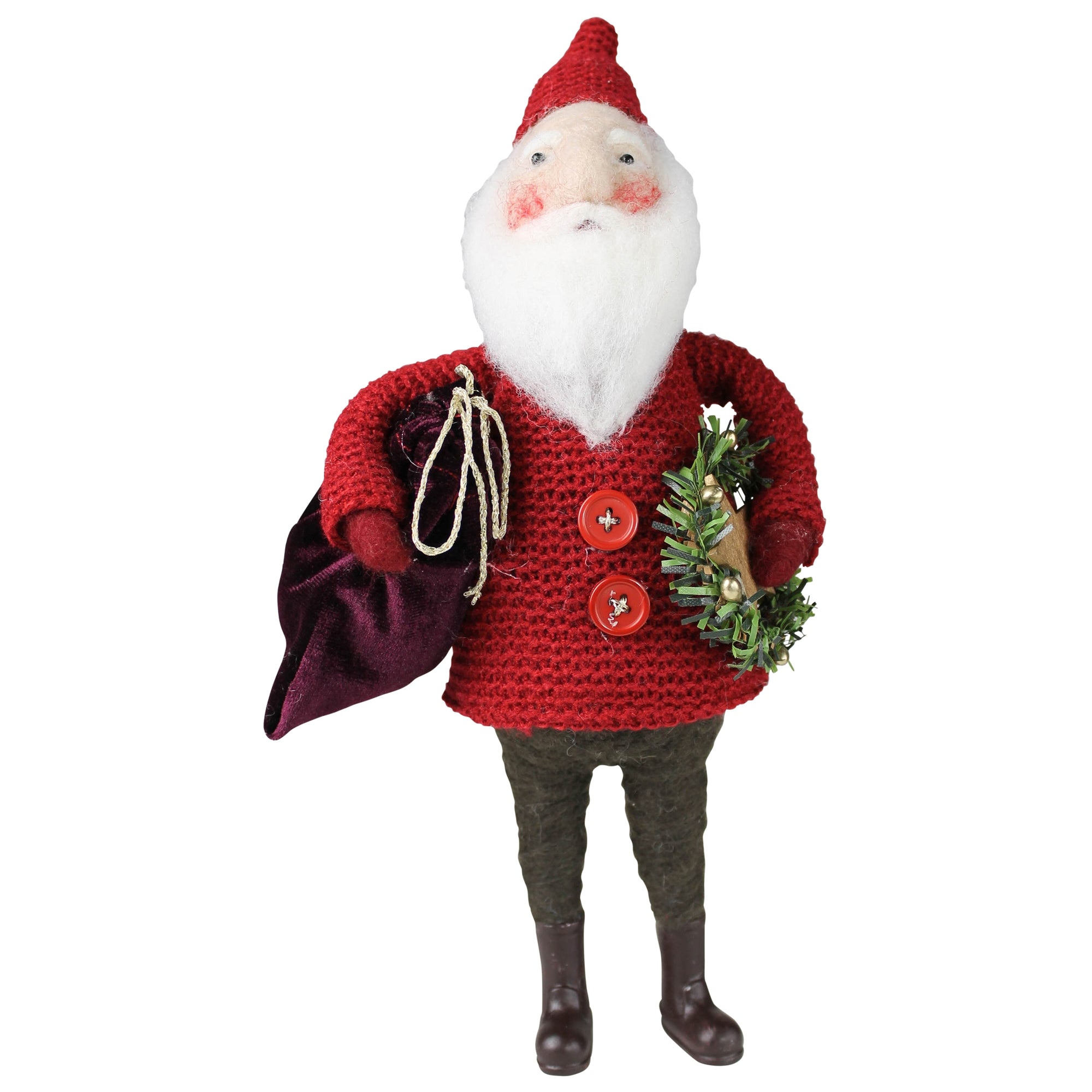 Santa with Bag and Wreath, Felt