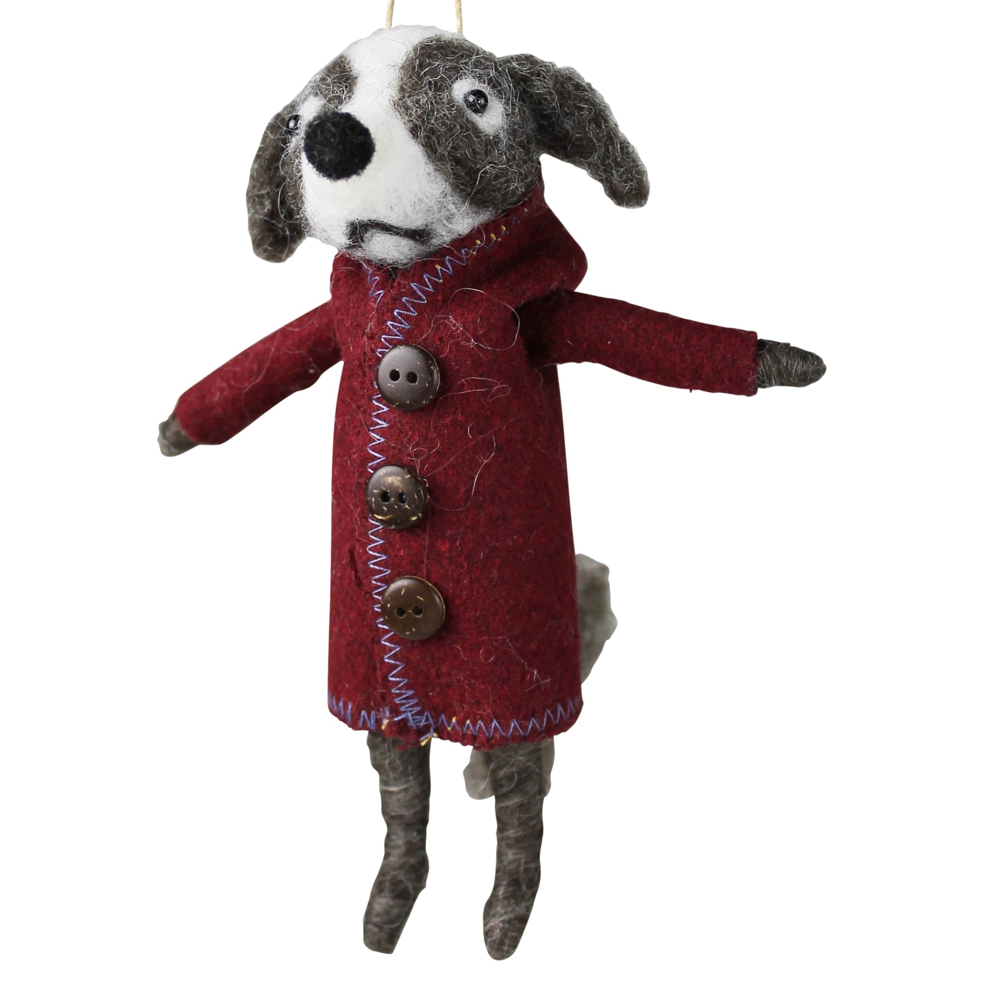 Dog in Coat Ornament, Felt