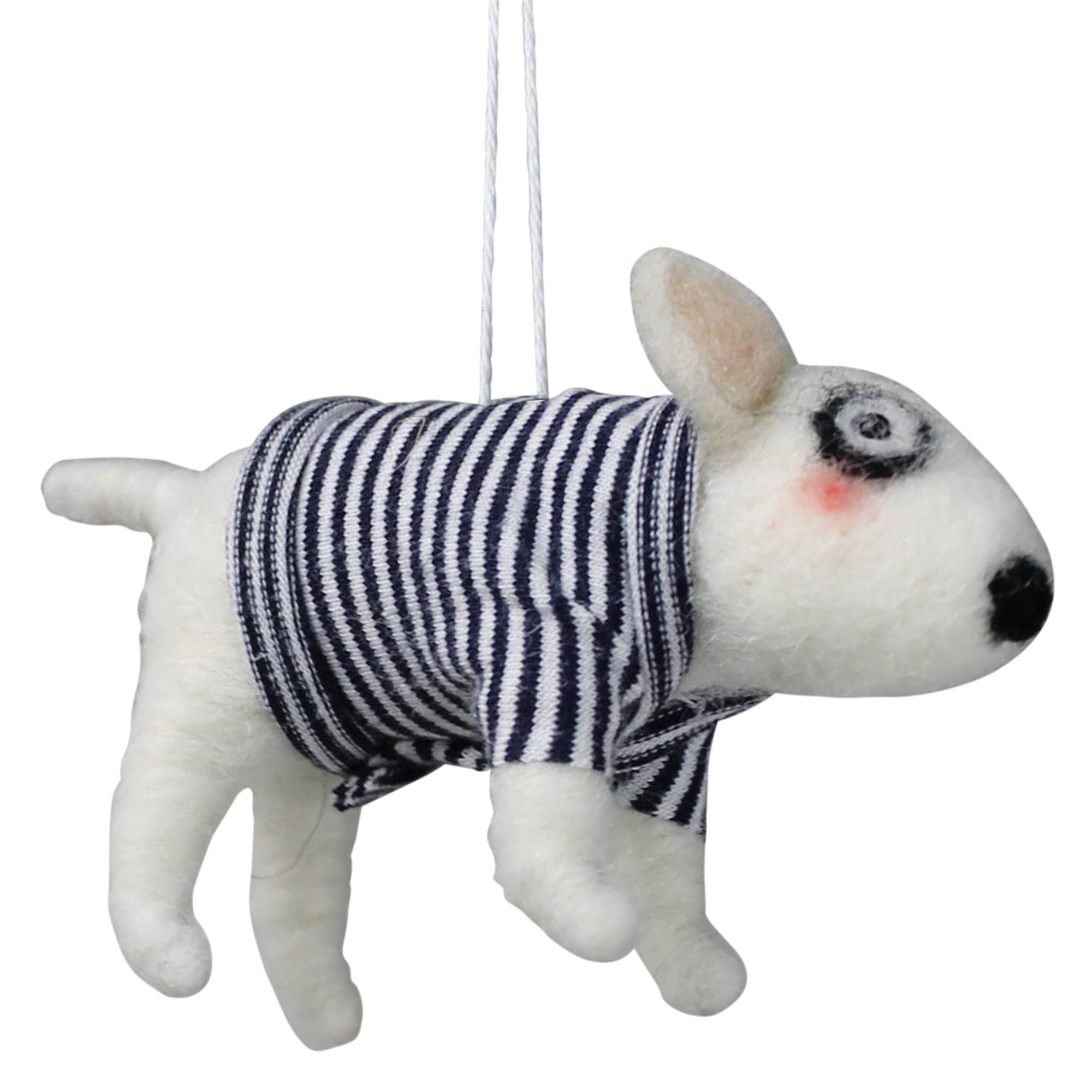 White Dog with Sweater Ornament, Felt