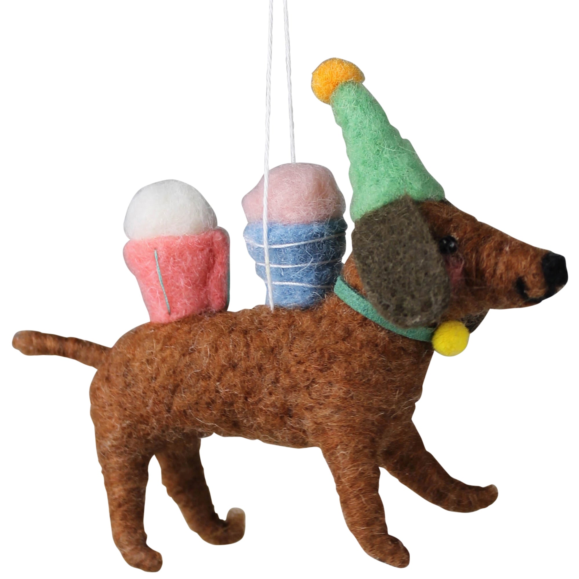 Dachshund with Cupcakes Ornament, Felt