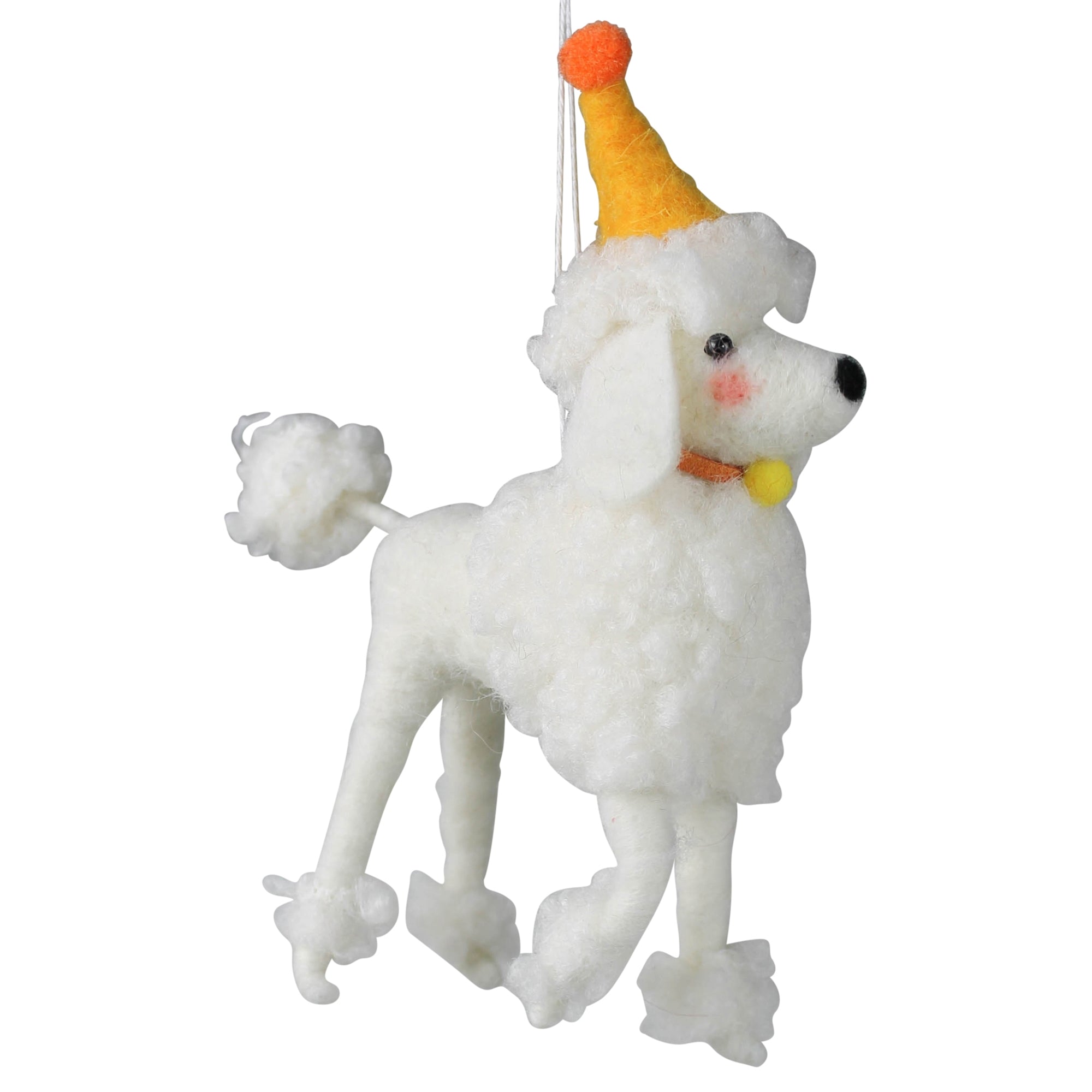 Poodle with Party Hat Ornament, Felt