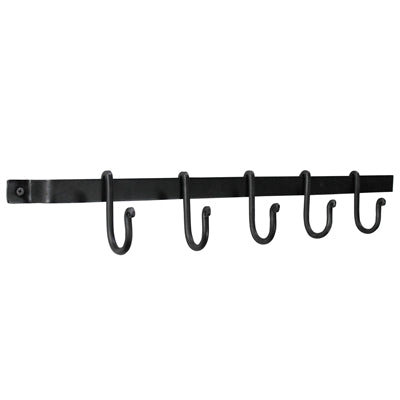 Forged Wall Bar with 5 Hooks, Black