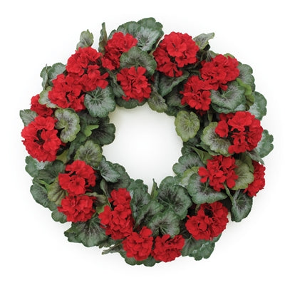 Geranium Wreath 24”D Polyester/Plastic