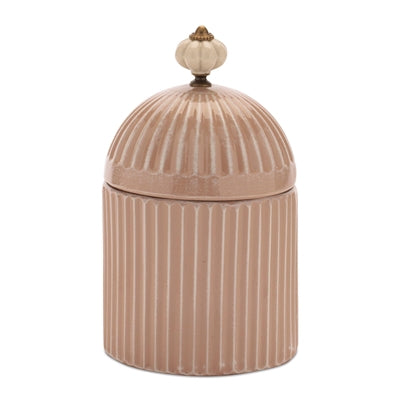 Canister w/Lid 4.75"D x 8"H Iron/Ceramic