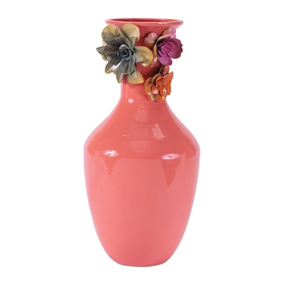 Vase w/Floral 12.25”H Iron