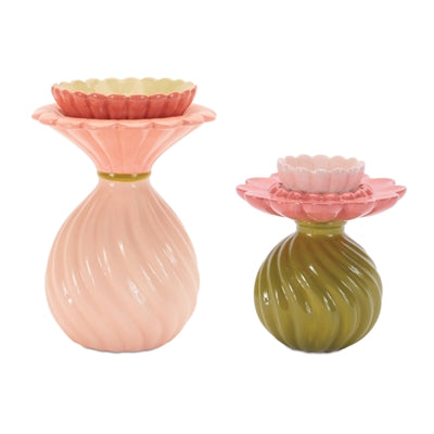 Candle Holder/Vase (Set of 2) 4.25"H, 6"H Dolomite