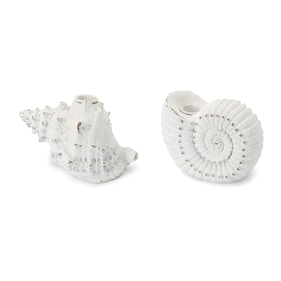 Shell Taper Candle Holder (2 Asst) 3.5”H Resin