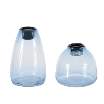 Taper Candle Holder (Set of 2) 3"H, 4"H Glass/Iron