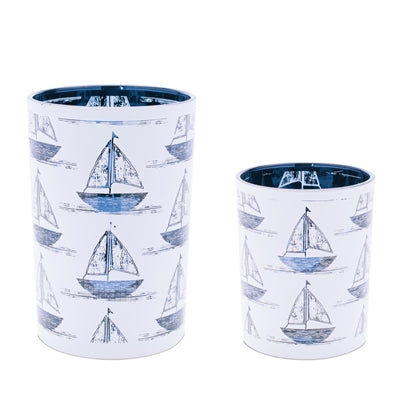 Candle Holder (Set of 2) 4"D x 5"H, 4.5"D x 7"H Glass