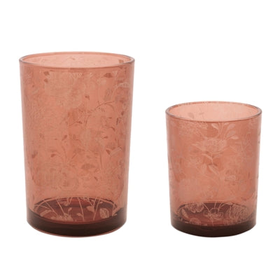 Candle Holder (Set of 2) 4"D x 5"H, 4.5"D x 7"H Glass