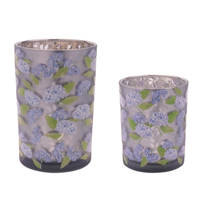 Candle Holder (Set of 2) 4"D x 5"H, 4.5"D x 7"H Glass