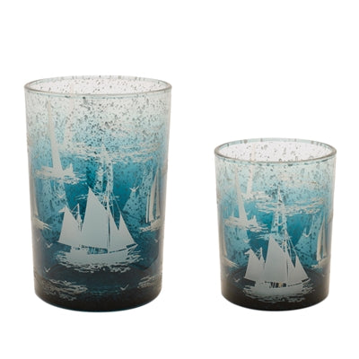 Candle Holder (Set of 2) 4"D x 5"H, 4.5"D x 7"H Glass