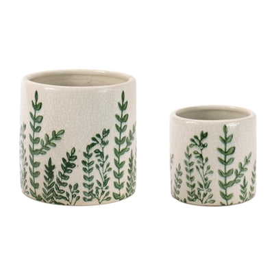 Container (Set of 2) 4.5"D x 4.5"H, 6.25"D x 6.25"H Stoneware