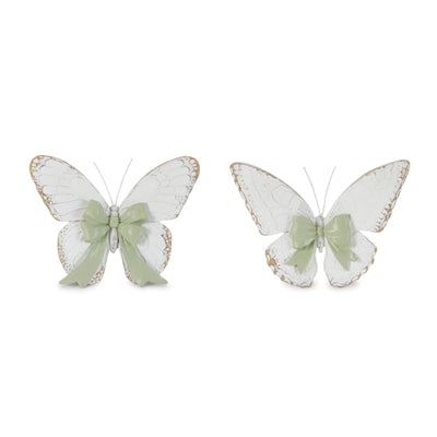 Butterfly w/Bow (2 Asst) 5.5”H Resin