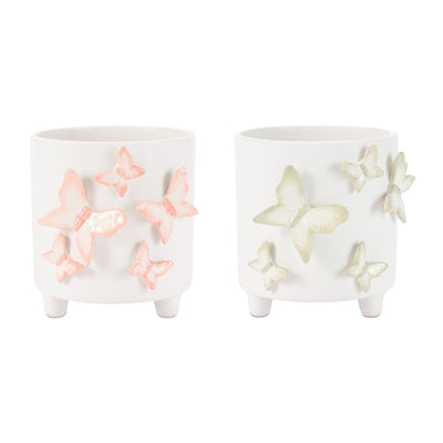 Container w/Butterflies (2 Asst) 6”H Dolomite