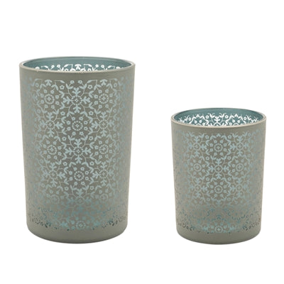 Candle Holder (Set of 2) 4"D x 5"H, 4.5"D x 7"H Glass