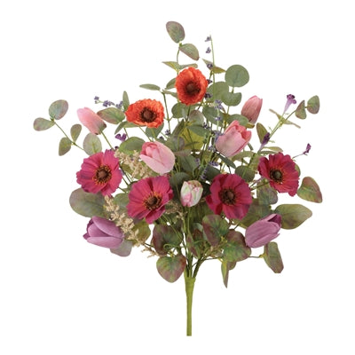 Poppy/Tulip Bush 17”H Polyester