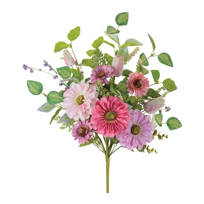Zinnia/Tulip Bush 17.5”H Polyester