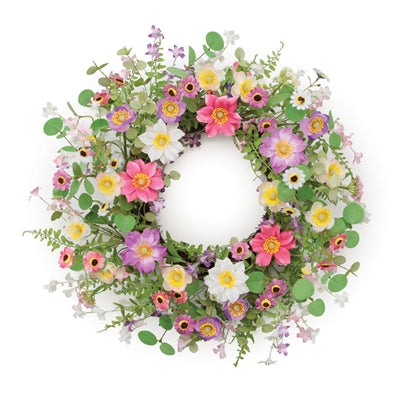 Mixed Floral Wreath 22”D Polyester