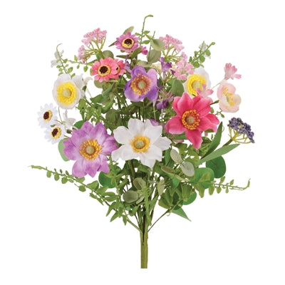 Mixed Floral Bush 15.5”H Polyester