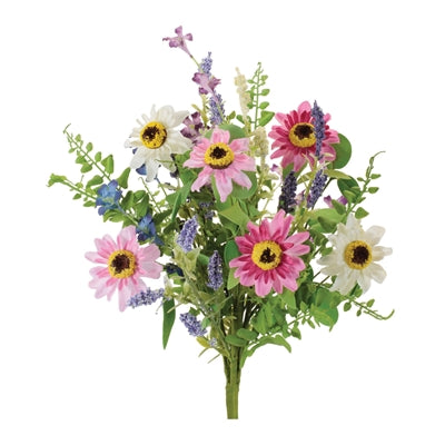 Mixed Floral Bush 15”H Polyester