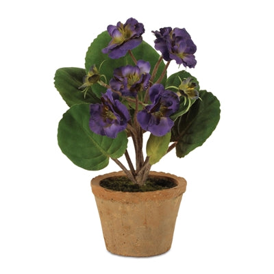 Potted Floral Bush 8”H Polyester/Terra Cotta