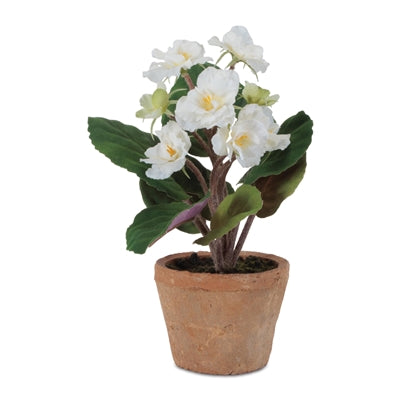 Potted Floral Bush 8”H Polyester/Terra Cotta