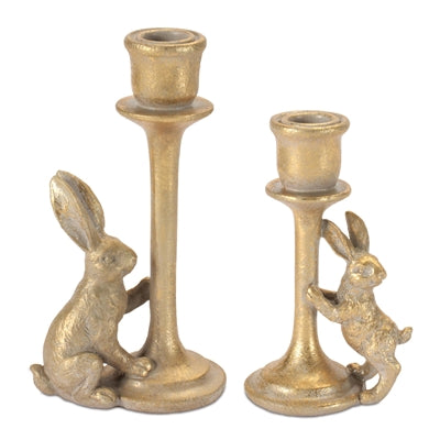 Rabbit Taper Candle Holder (Set of 2) 6"H, 7.75"H Resin