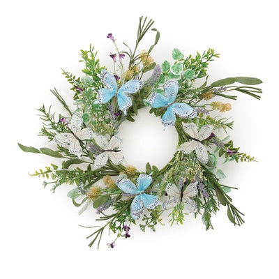 Mixed Pansy/Butterfly Candle Ring 17"D Polyester (Fits a 6" Candle)