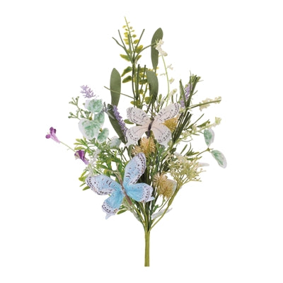 Mixed Foliage/Butterfly Spray 18”H Polyester
