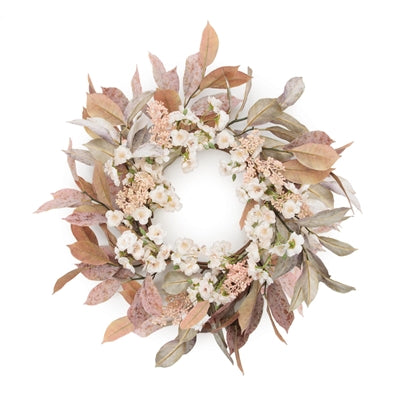 Mixed Foliage/Blossom Wreath 24”D Polyester