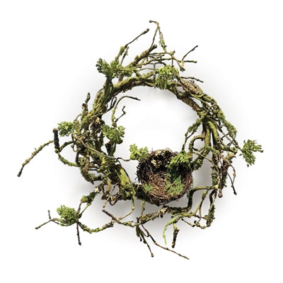 Twig Wreath w/Nest 12”D Plastic