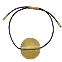 Aga Bracelet with Round Brass - Black Leather