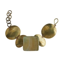 Taos Bracelet - Square, Brass, Mother of Pearl - Light