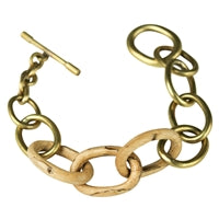 Yara Bracelet, Brass, Light Wood Links