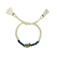Bracelet, Brass Fringe, Blue Beads