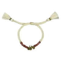 Bracelet, Brass Fringe, Pink Beads