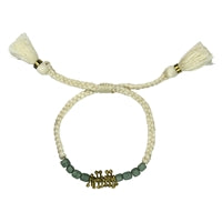 Bracelet, Brass Fringe, Teal Beads