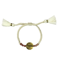 Bracelet, Brass Circle, Pink Beads