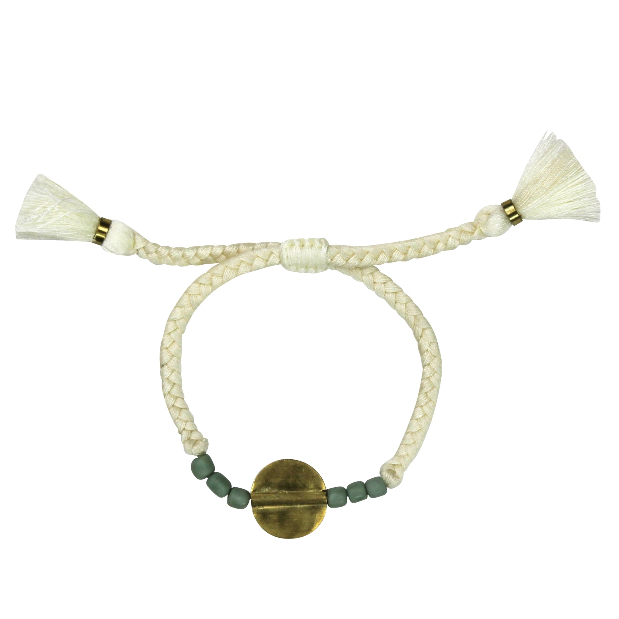 Bracelet, Brass Circle, Teal Beads