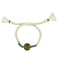 Bracelet, Brass Circle, Teal Beads