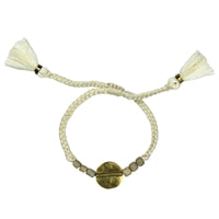 Bracelet, Brass Circle, White Beads