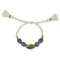 Bracelet, Brass Oval, Blue Beads